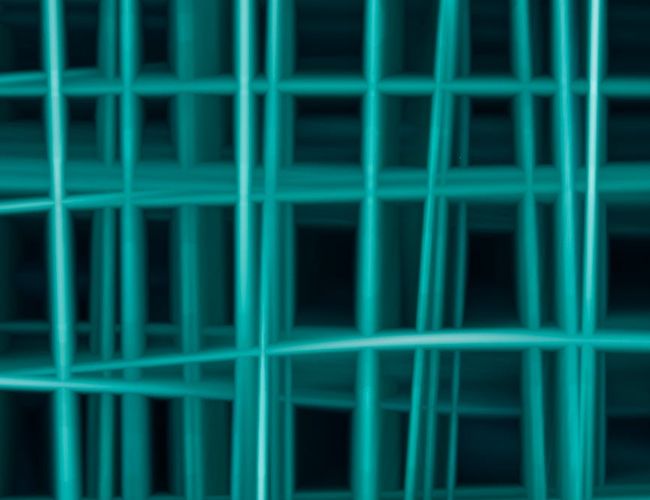 Symmetric abstract green digital patterns on dark background